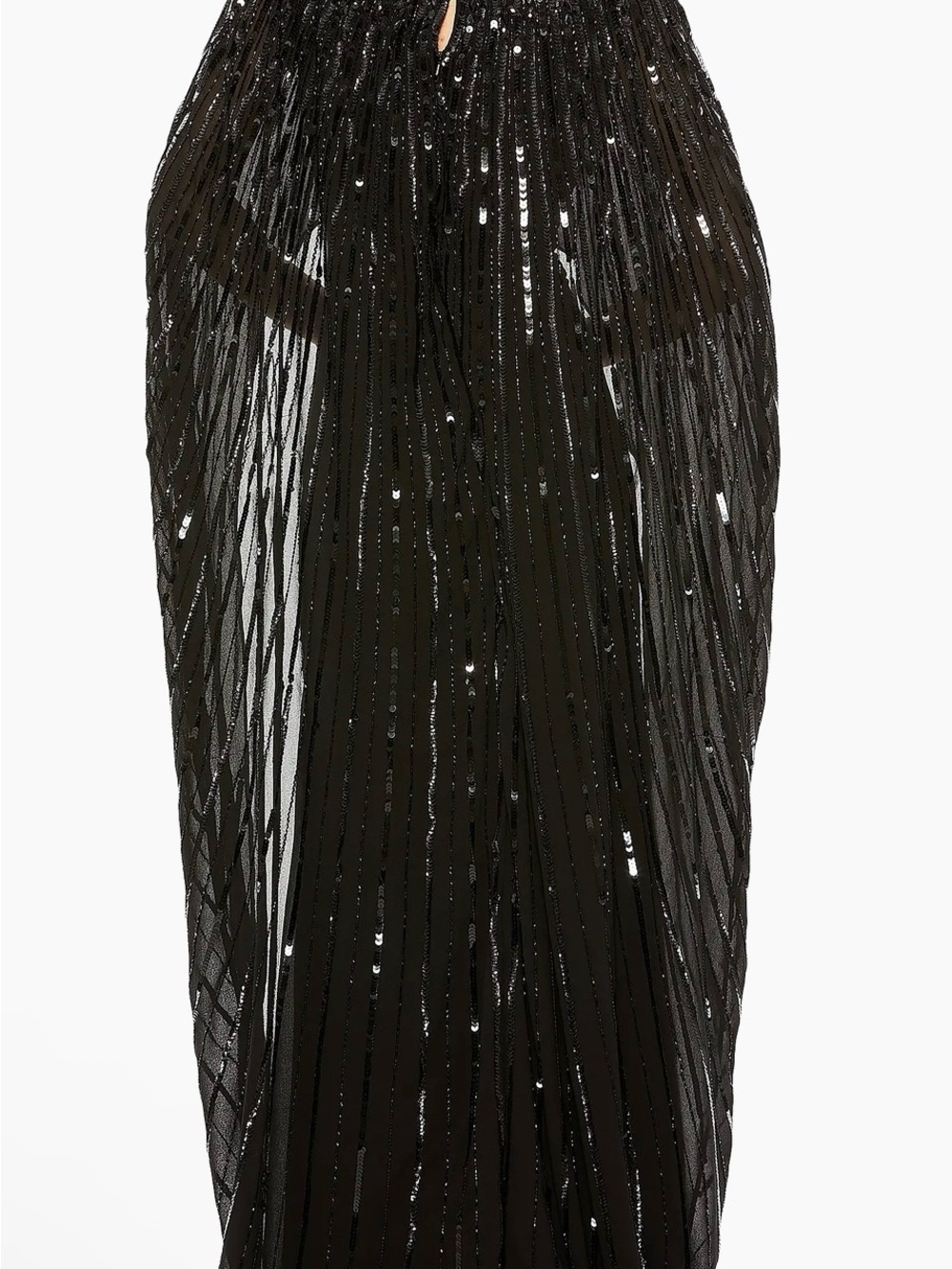 Mac Duggal Black Sequin Maxi Gown with Cape Overlay - Picture 3 of 6